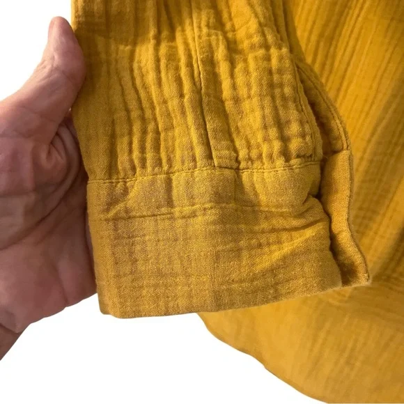Cupio Textured 100% Cotton Mustard Yellow Tunic Top Sz M - Picture 5 of 9